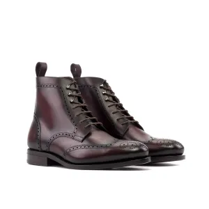 Full Brogue Boot in Burgundy Box Calf