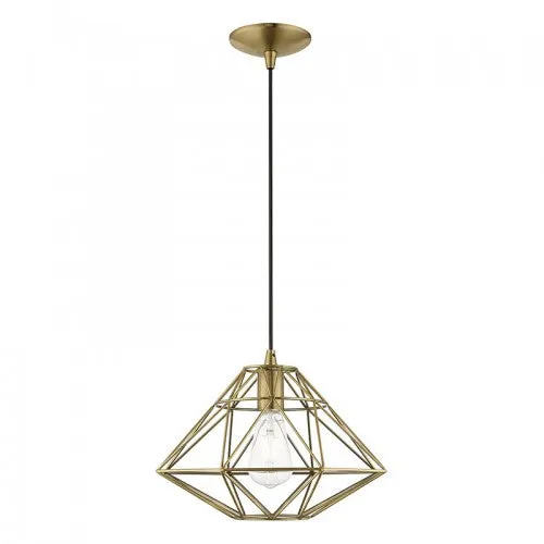 GEOMETRIC 1 LIGHT MINI PENDANT, ANTIQUE BRASS