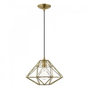 GEOMETRIC 1 LIGHT MINI PENDANT, ANTIQUE BRASS