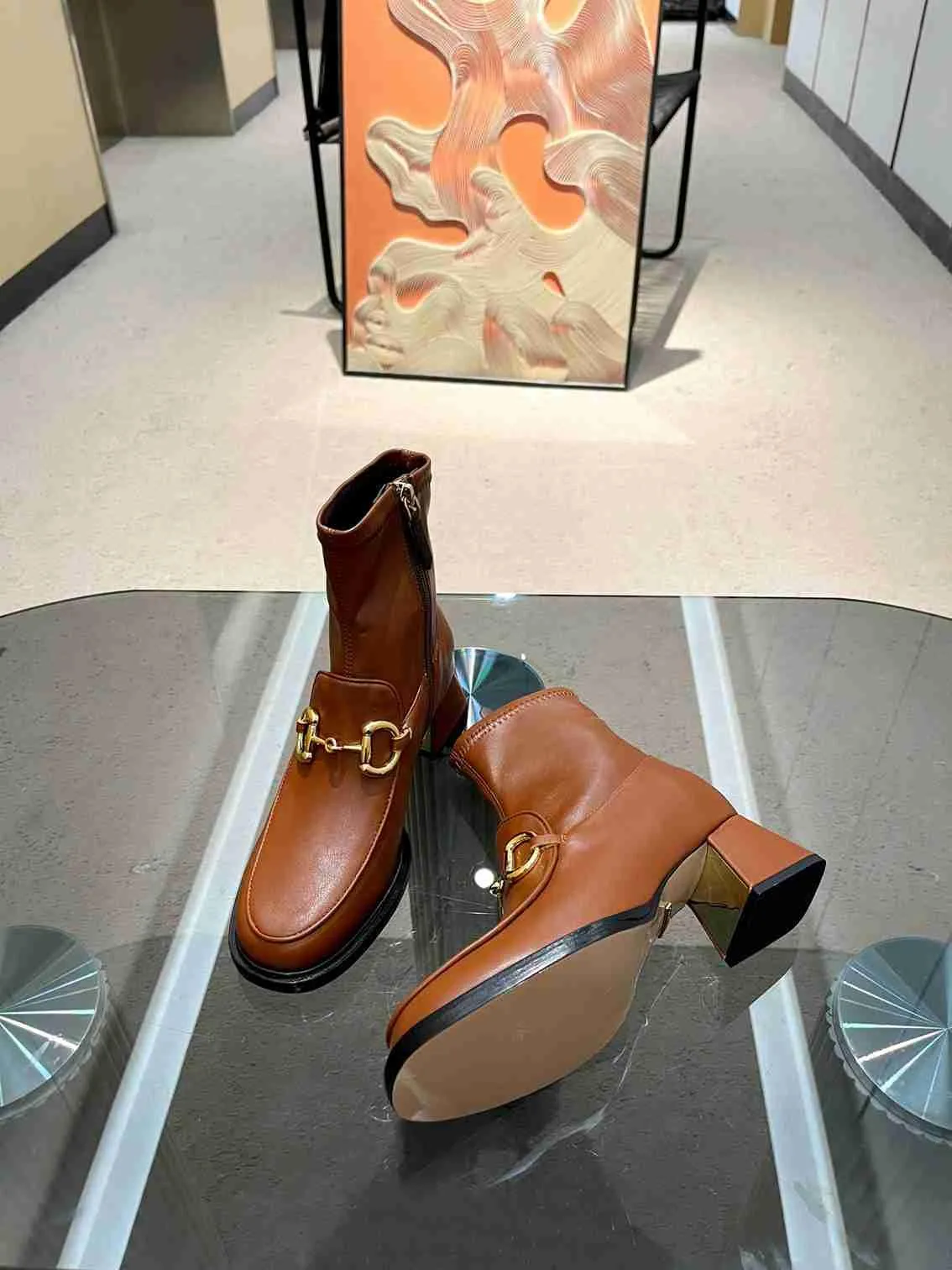 GG HORSEBIT PLAQUE ANKLE BOOTS BROWN 719830 1DO50 2347