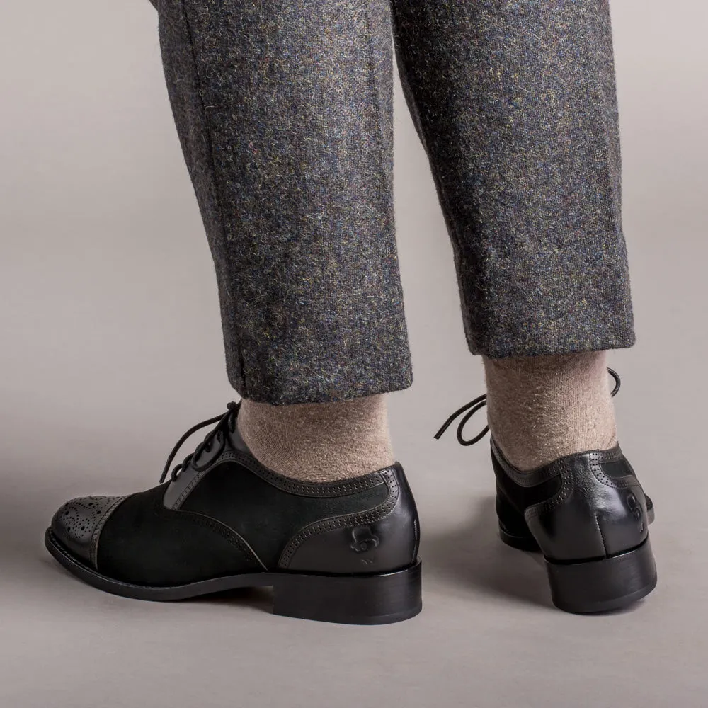 Gladys Vintage Cap Toe Oxfords (Black)