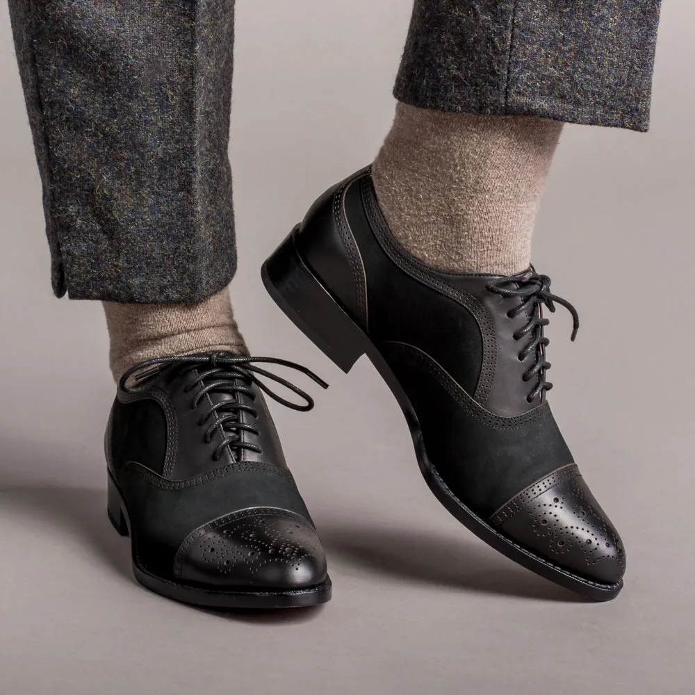 Gladys Vintage Cap Toe Oxfords (Black)