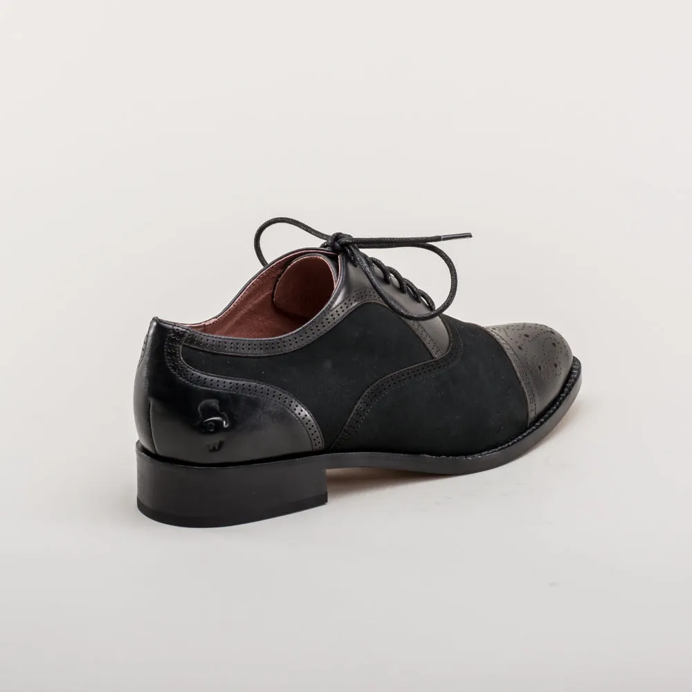 Gladys Vintage Cap Toe Oxfords (Black)