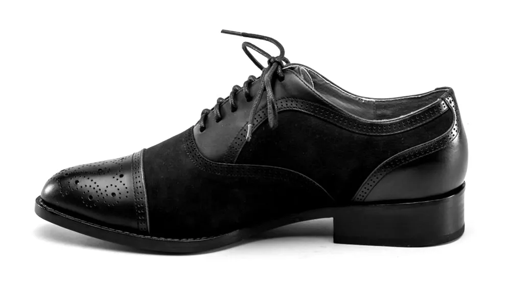 Gladys Vintage Cap Toe Oxfords (Black)