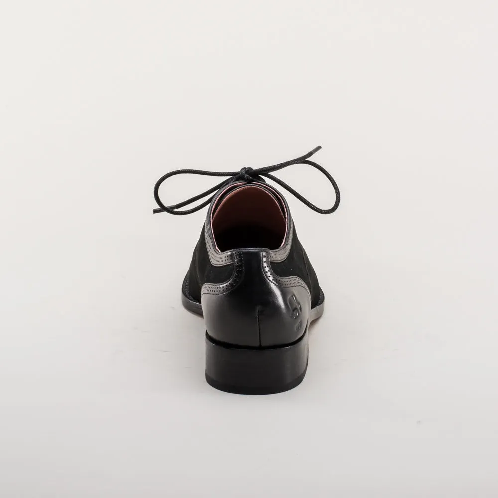 Gladys Vintage Cap Toe Oxfords (Black)