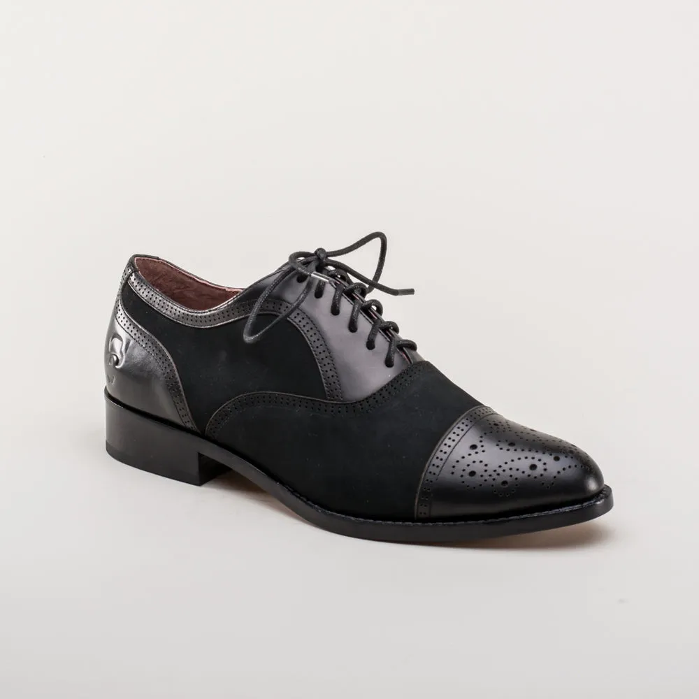 Gladys Vintage Cap Toe Oxfords (Black)