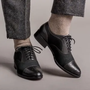 Gladys Vintage Cap Toe Oxfords (Black)
