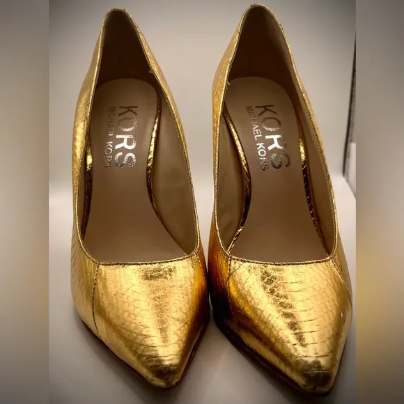 Glamorous KORS MICHAEL KORS Gold Shoes with Snakeskin effect leather Size 7