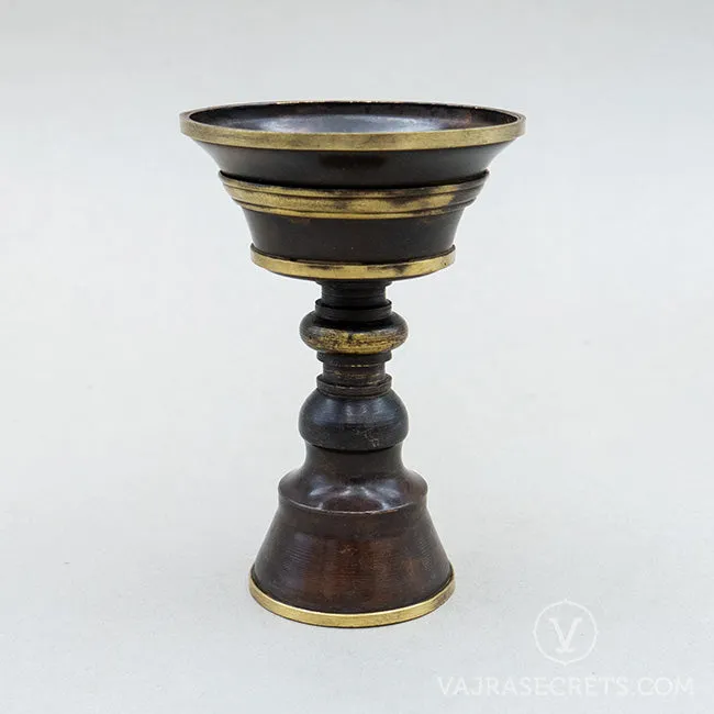 Gold-Trimmed Antique Finish Copper Butterlamp, 4.5 inch