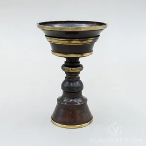 Gold-Trimmed Antique Finish Copper Butterlamp, 4.5 inch