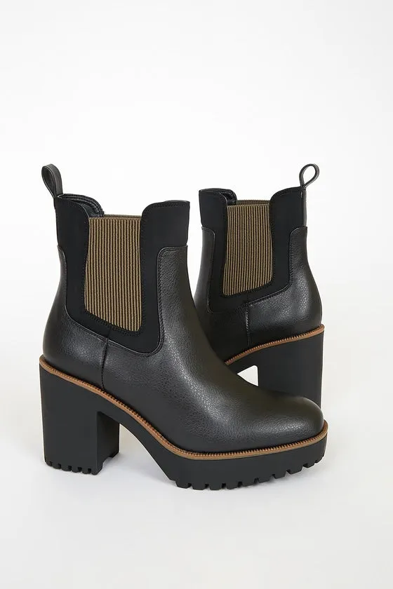 GOOD DAY BLACK PLATFORM ANKLE BOOTS