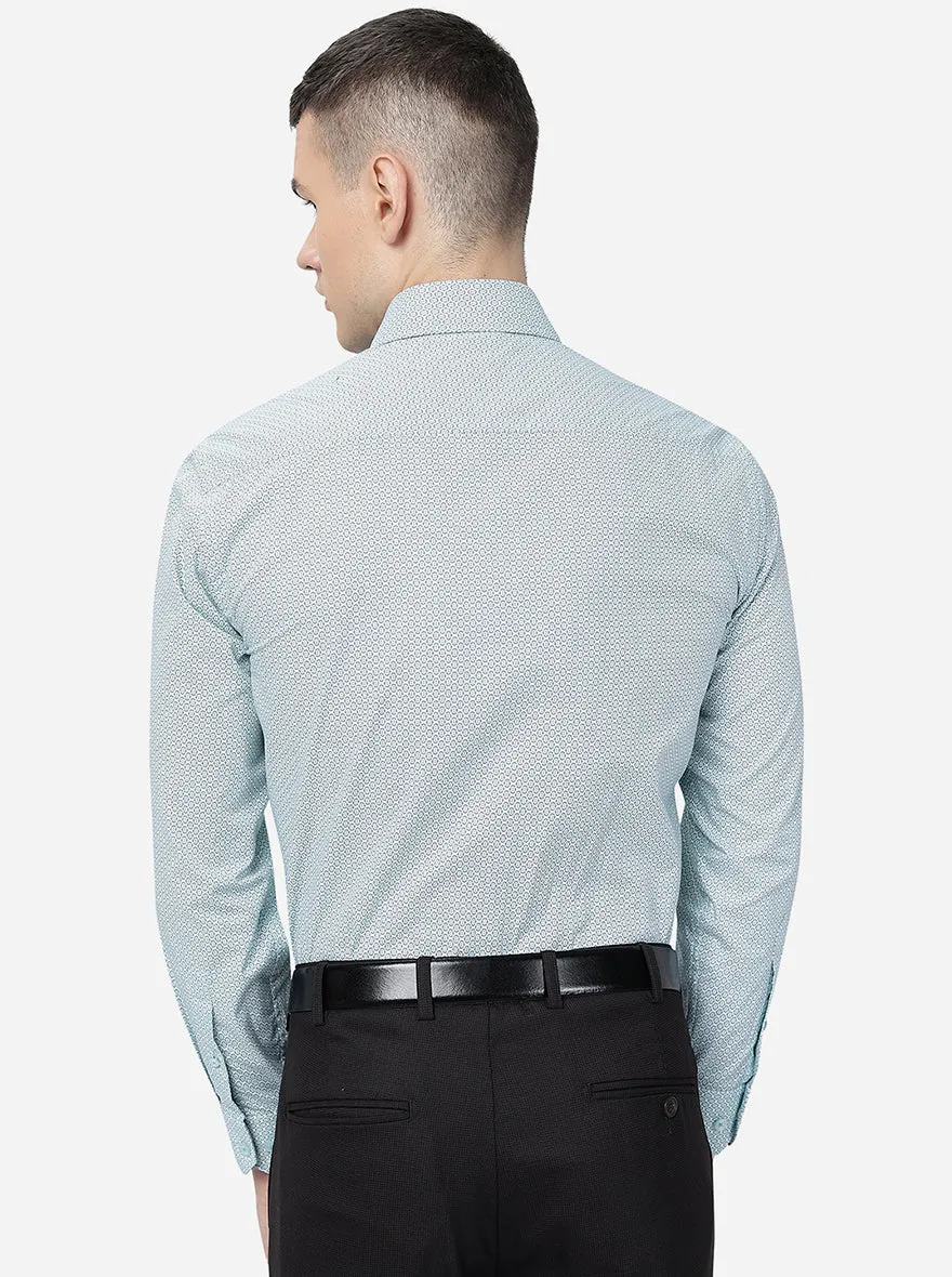 Green Printed Regular Fit Formal Shirt | JadeBlue