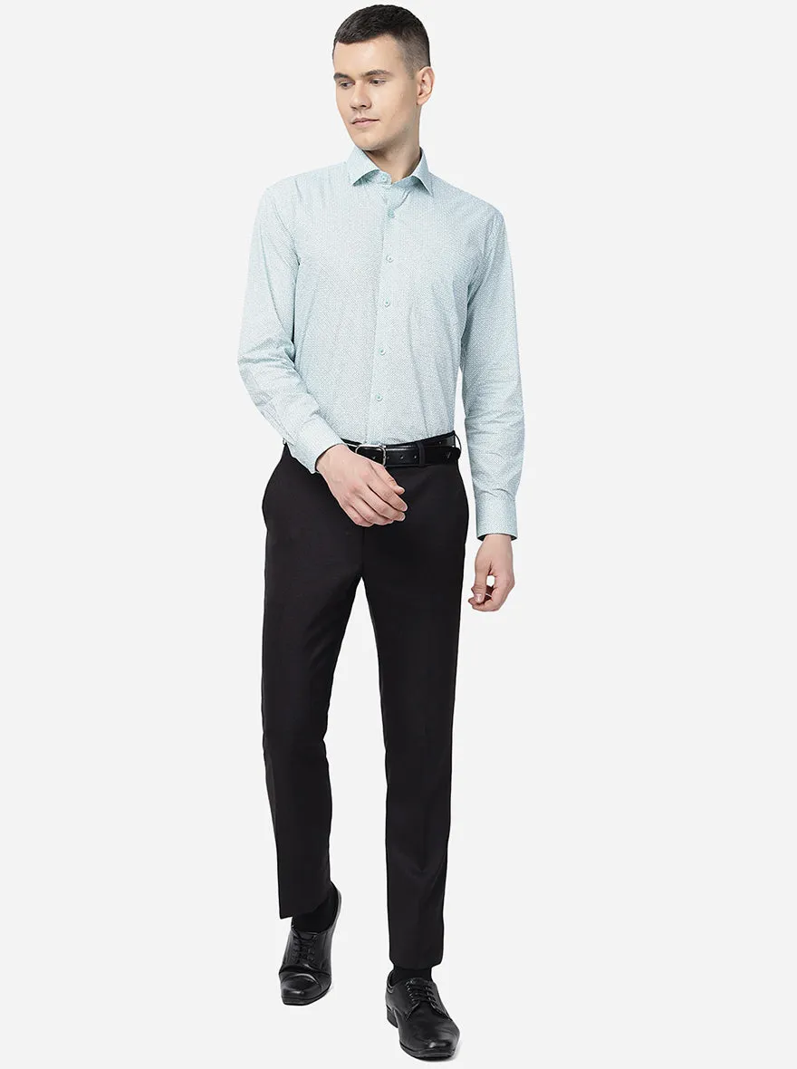 Green Printed Regular Fit Formal Shirt | JadeBlue