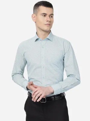 Green Printed Regular Fit Formal Shirt | JadeBlue