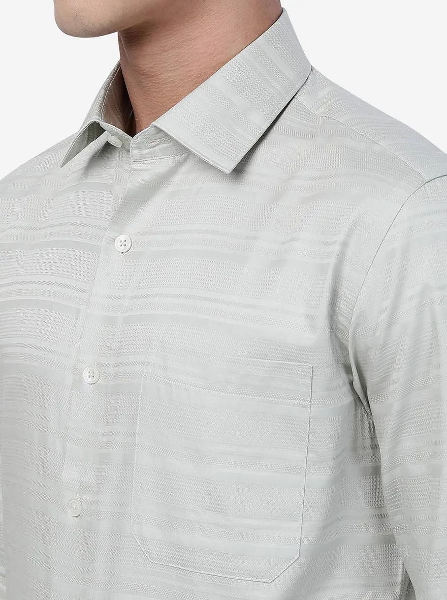 Green Striped Slim Fit Formal Shirt | JadeBlue