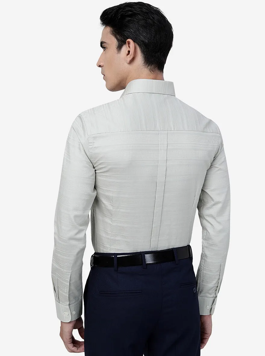 Green Striped Slim Fit Formal Shirt | JadeBlue