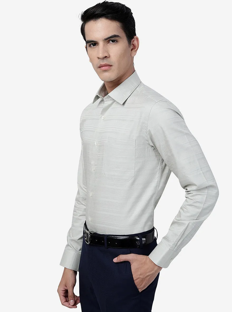 Green Striped Slim Fit Formal Shirt | JadeBlue