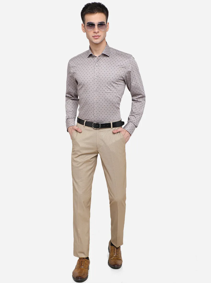 Grey Printed Regular Fit Formal Shirt | JadeBlue
