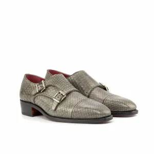 Grey Python Double Monk Shoes