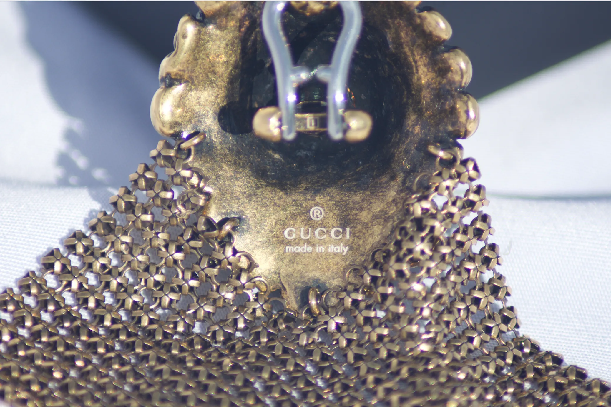 Gucci Lion Head Clip-on Earrings in Antique Gold