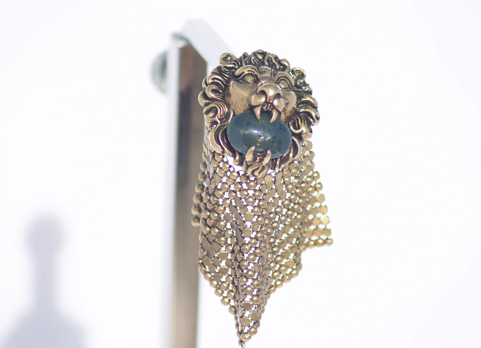 Gucci Lion Head Clip-on Earrings in Antique Gold
