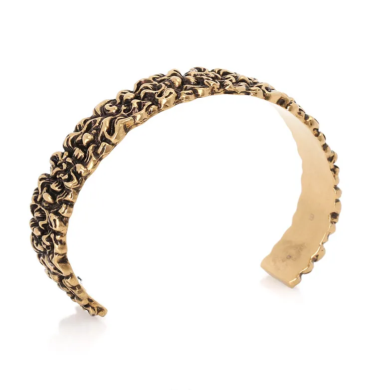Gucci Lionhead Mane Cuff Bracelet in Antique Gold