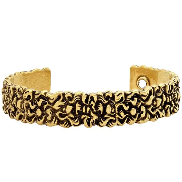 Gucci Lionhead Mane Cuff Bracelet in Antique Gold