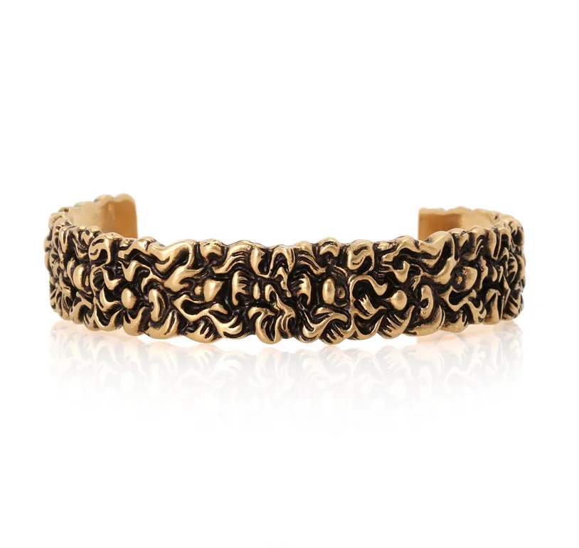 Gucci Lionhead Mane Cuff Bracelet in Antique Gold