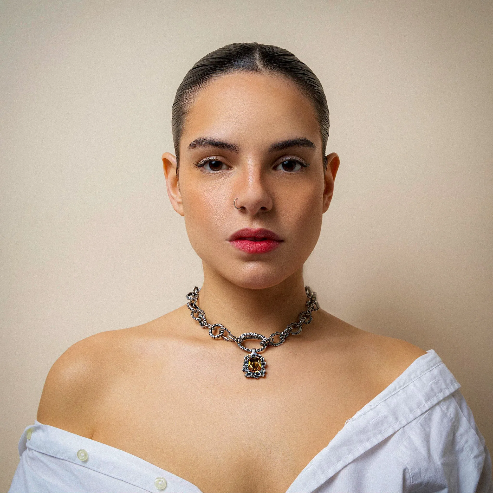 GYPSY MOTH  CITRINE NECKLACE
