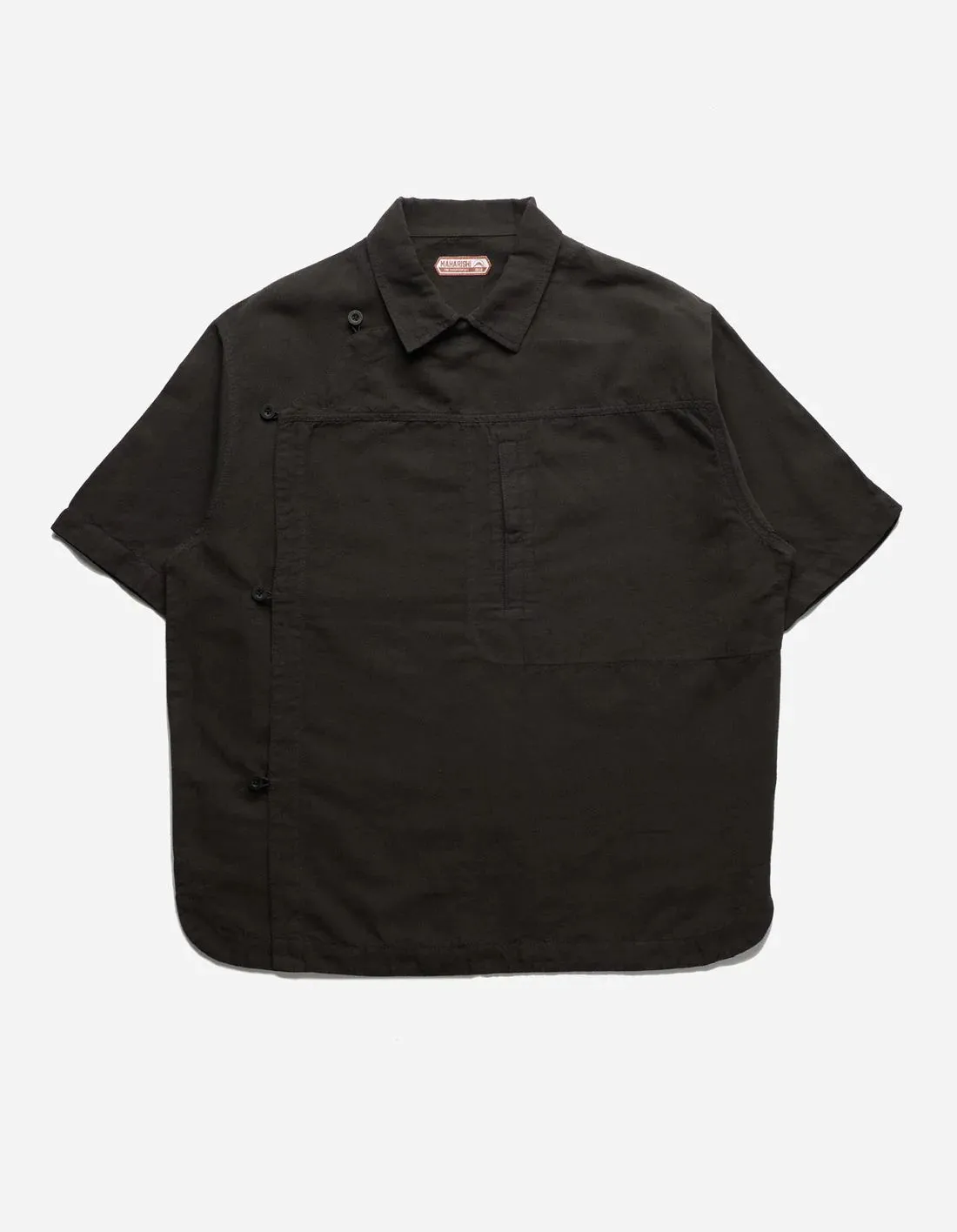 HEMP ASYM MONK SHIRT - BLACK