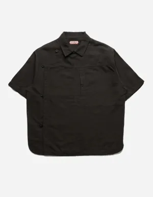 HEMP ASYM MONK SHIRT - BLACK