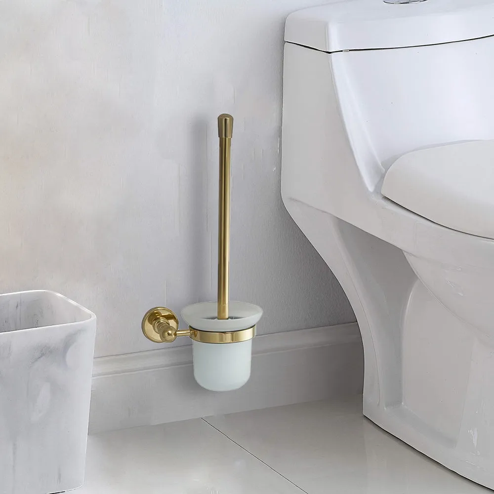 Hera Polished Gold Wall-Mounted Toilet Brush Holder Set