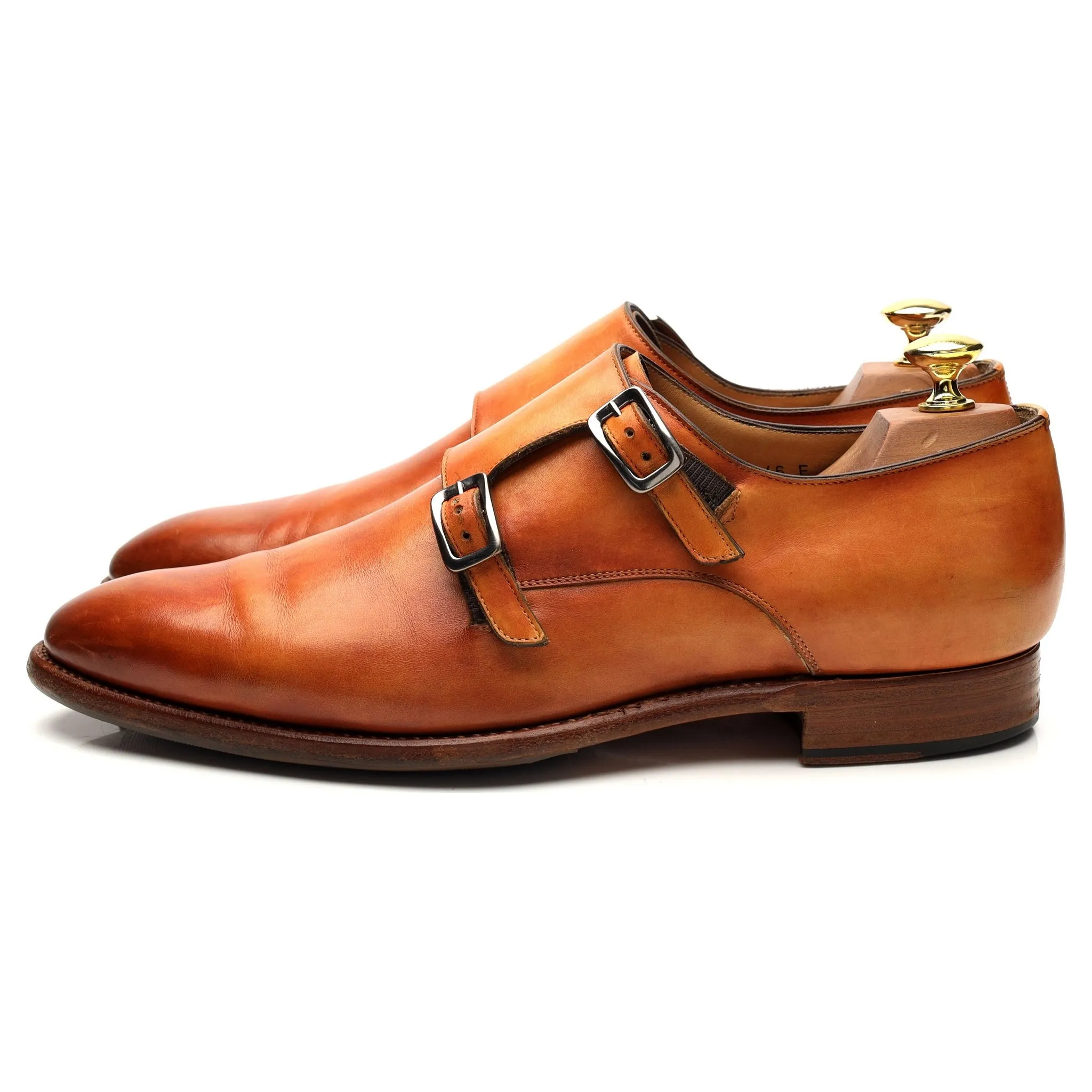 Herring '8491' Tan Brown Leather Double Monk Strap UK 8.5 E