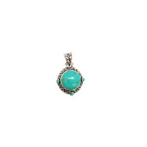 Howlite Antique-Finish Round Pendant (Silver)