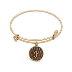 Initial I, Bangle Antique Gold Color Finish