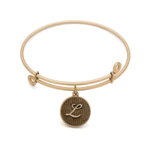 Initial L, Bangle Antique Gold Color Finish