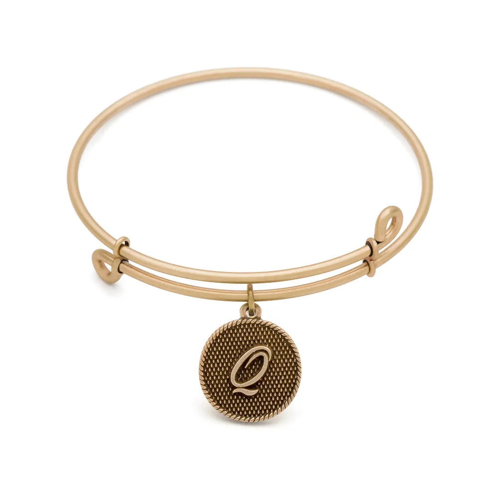 Initial Q, Bangle Antique Gold Color Finish