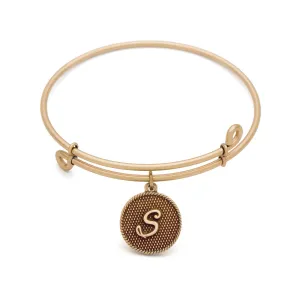 Initial S, Bangle Antique Gold Color Finish