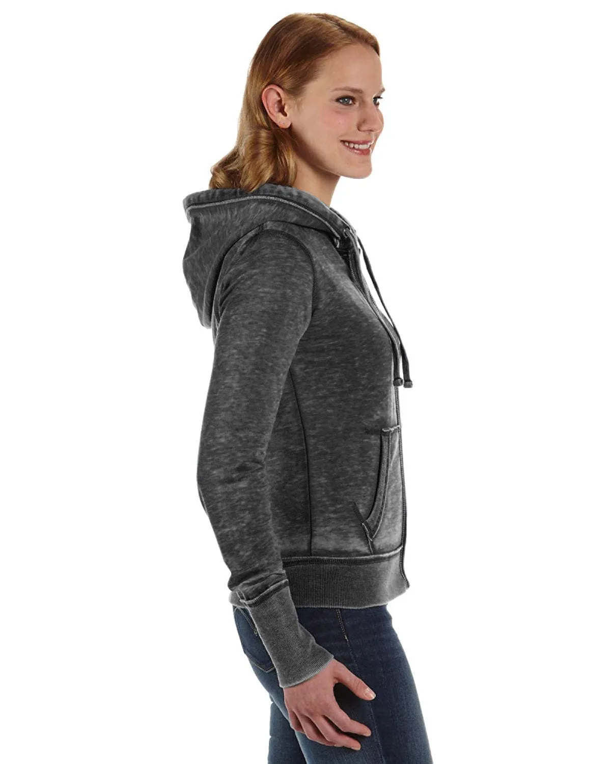 J America Ladies Zen Full-Zip Fleece Hoodie