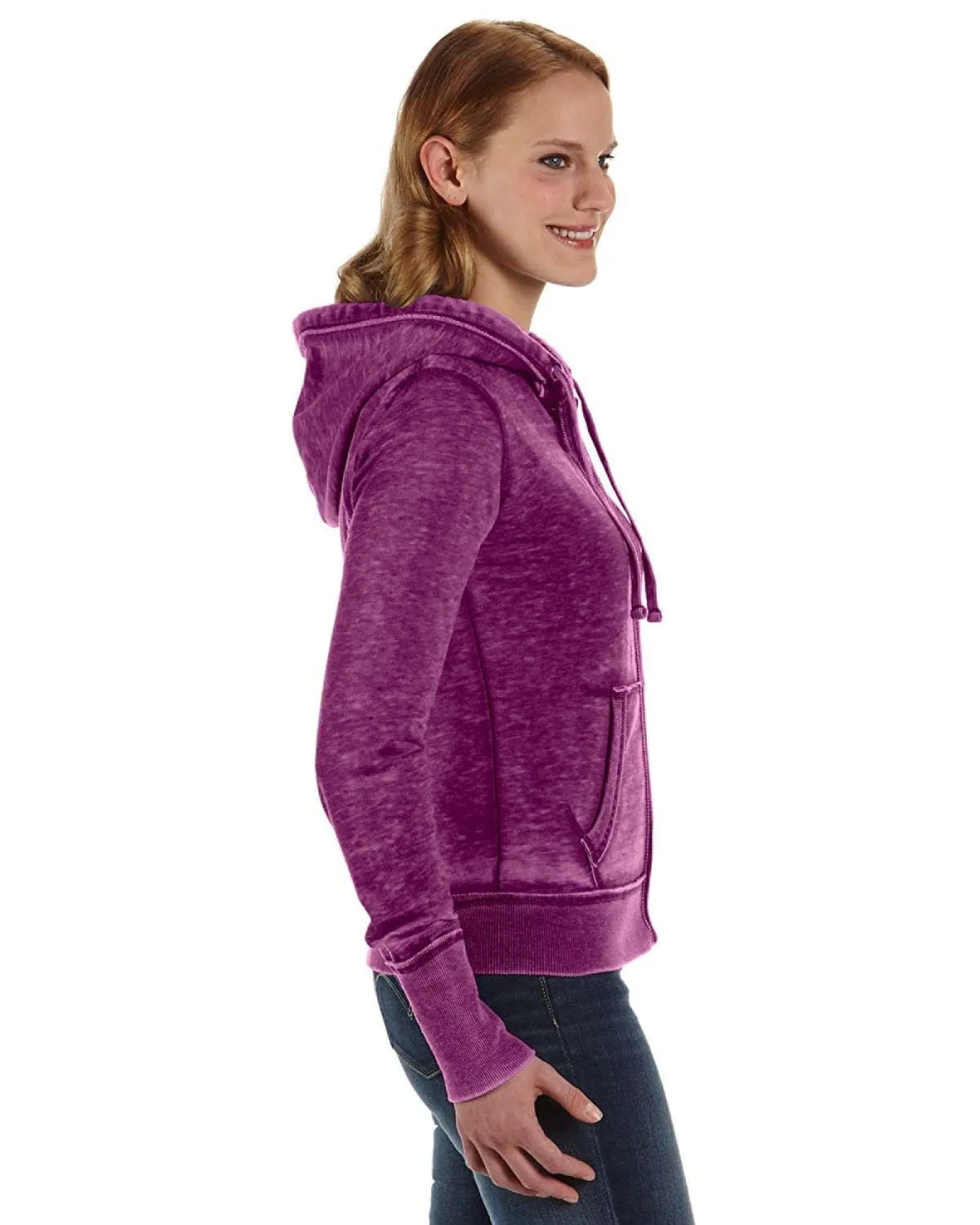 J America Ladies Zen Full-Zip Fleece Hoodie