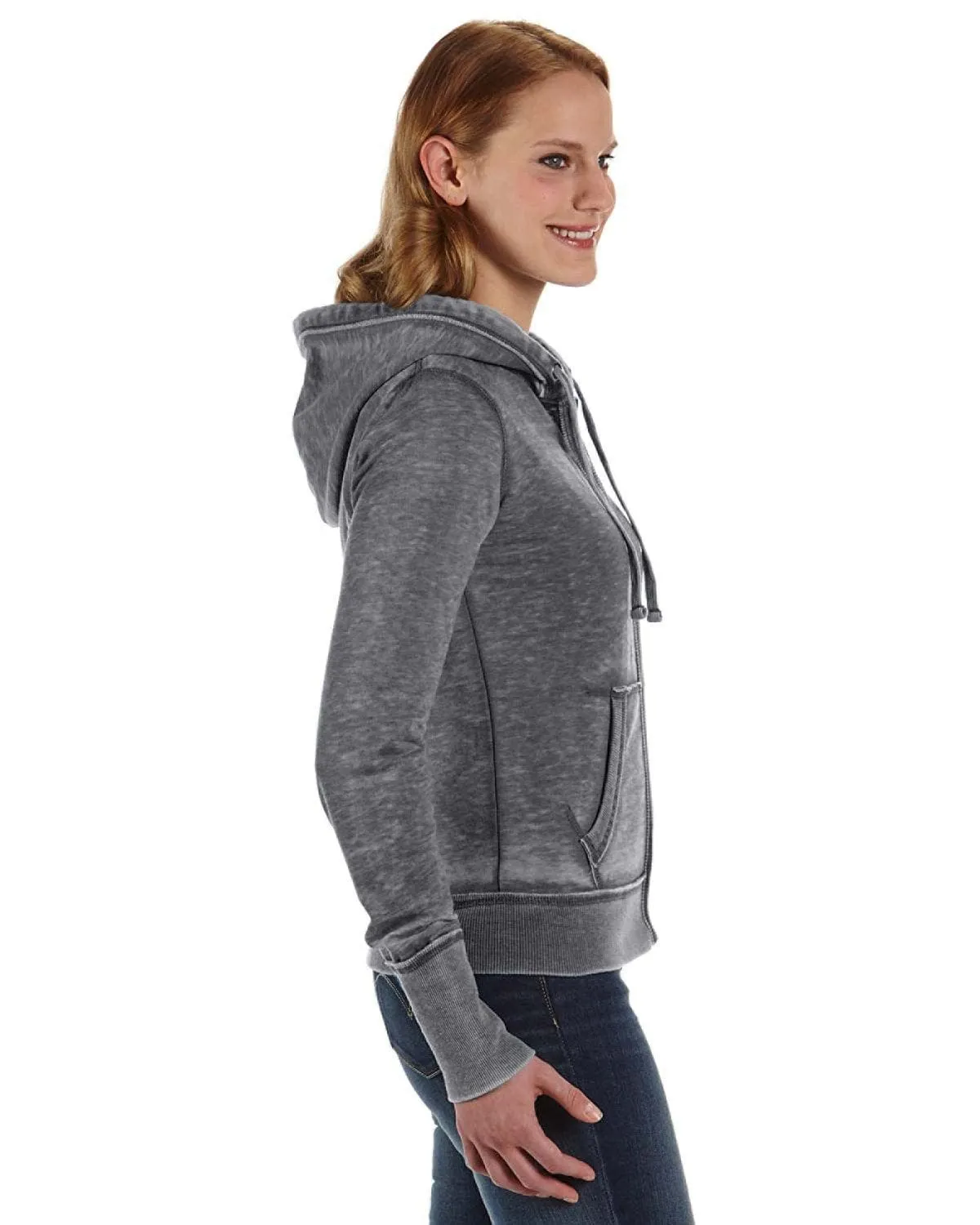 J America Ladies Zen Full-Zip Fleece Hoodie