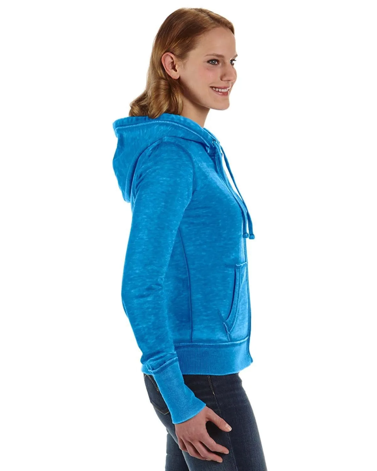 J America Ladies Zen Full-Zip Fleece Hoodie