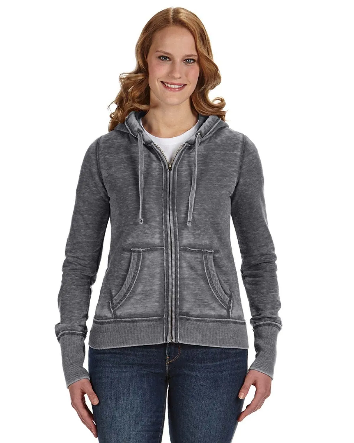 J America Ladies Zen Full-Zip Fleece Hoodie