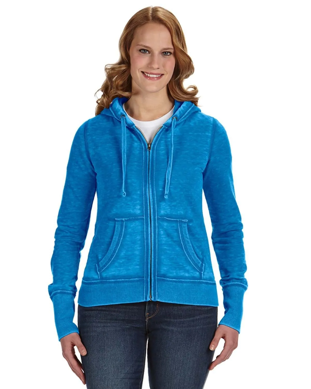 J America Ladies Zen Full-Zip Fleece Hoodie