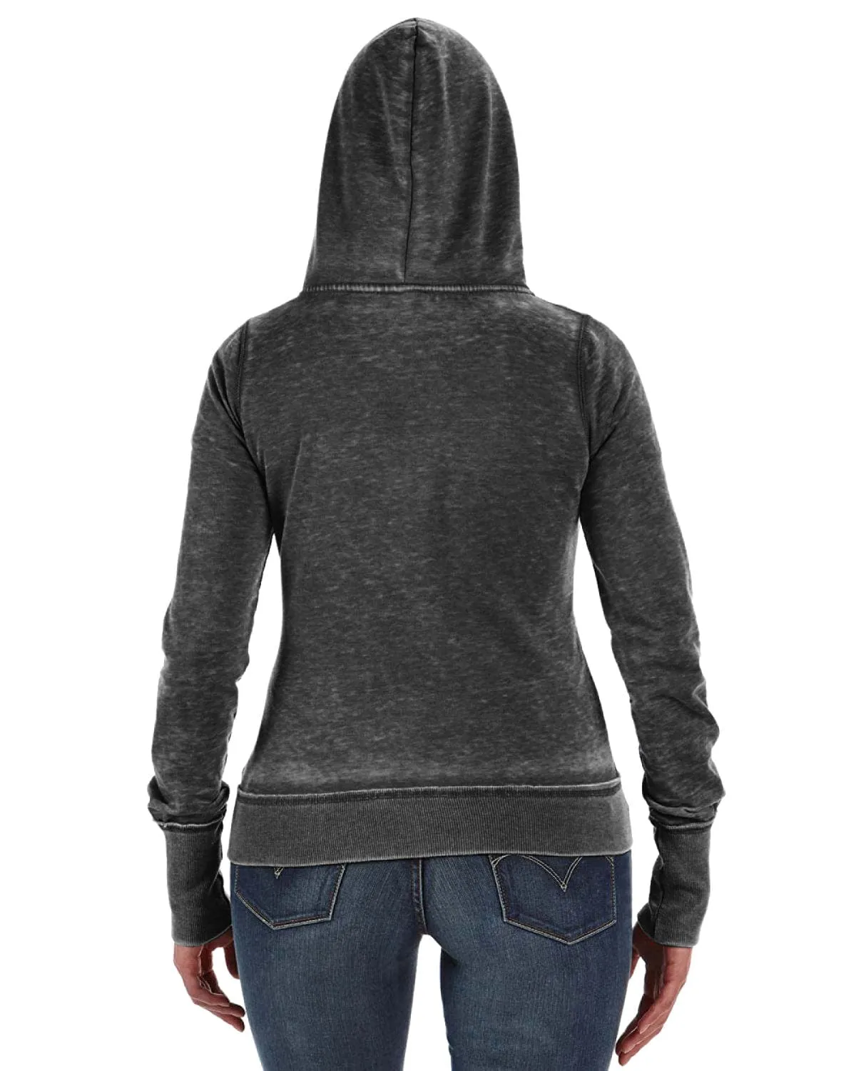 J America Ladies Zen Full-Zip Fleece Hoodie