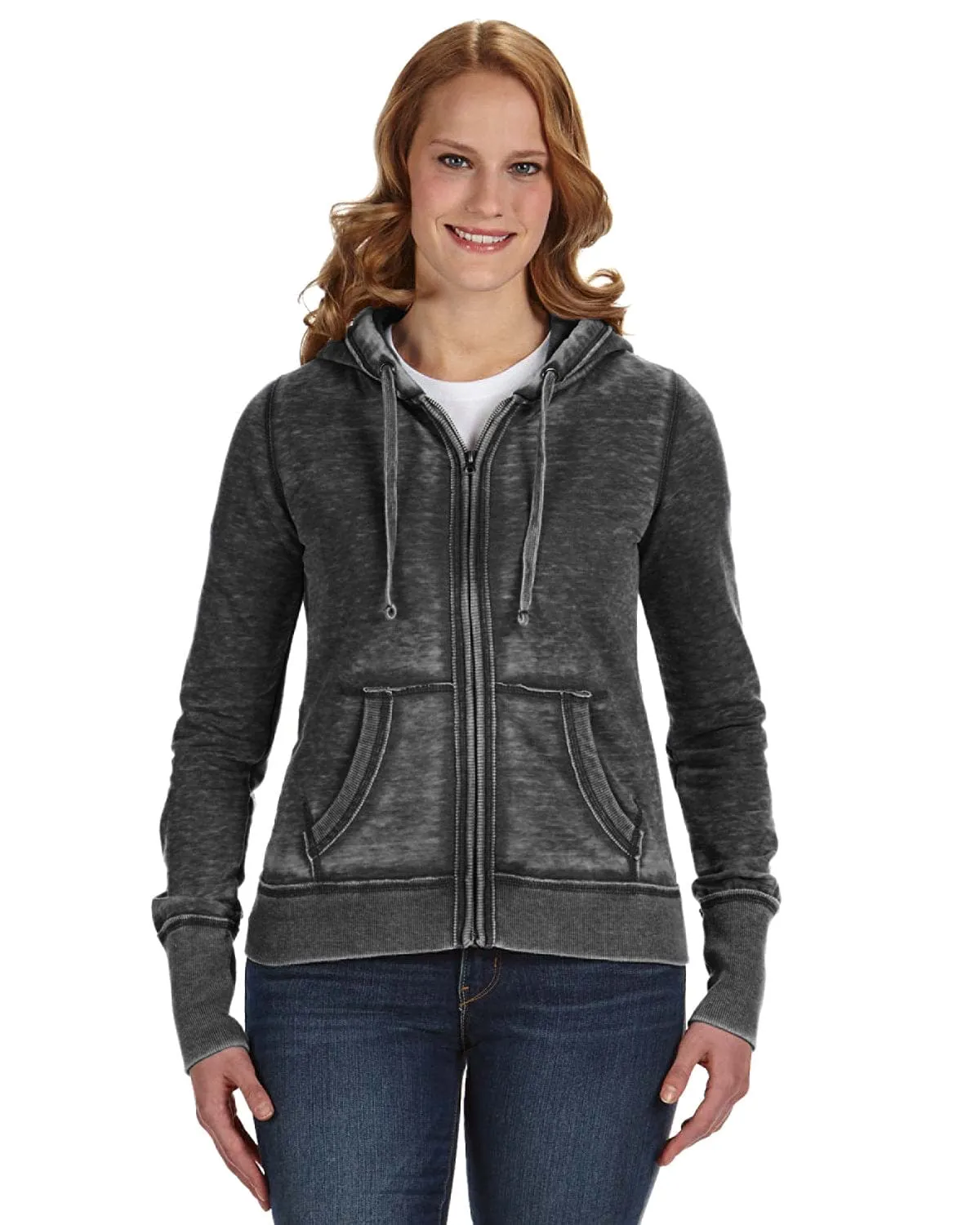J America Ladies Zen Full-Zip Fleece Hoodie
