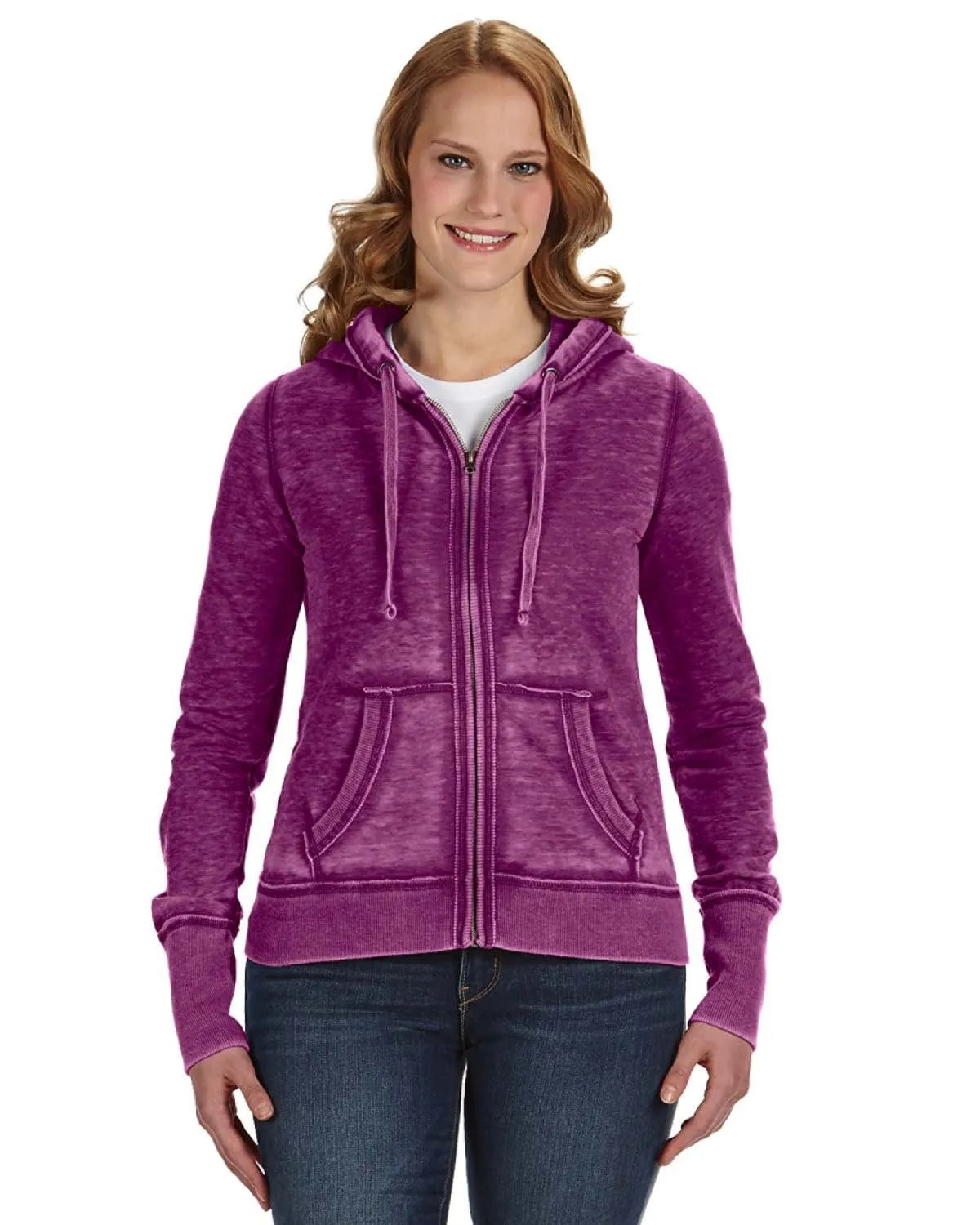 J America Ladies Zen Full-Zip Fleece Hoodie