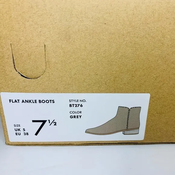 J. Crew Factory Grey Flat Ankle Boot NIB SZ 7.5M!