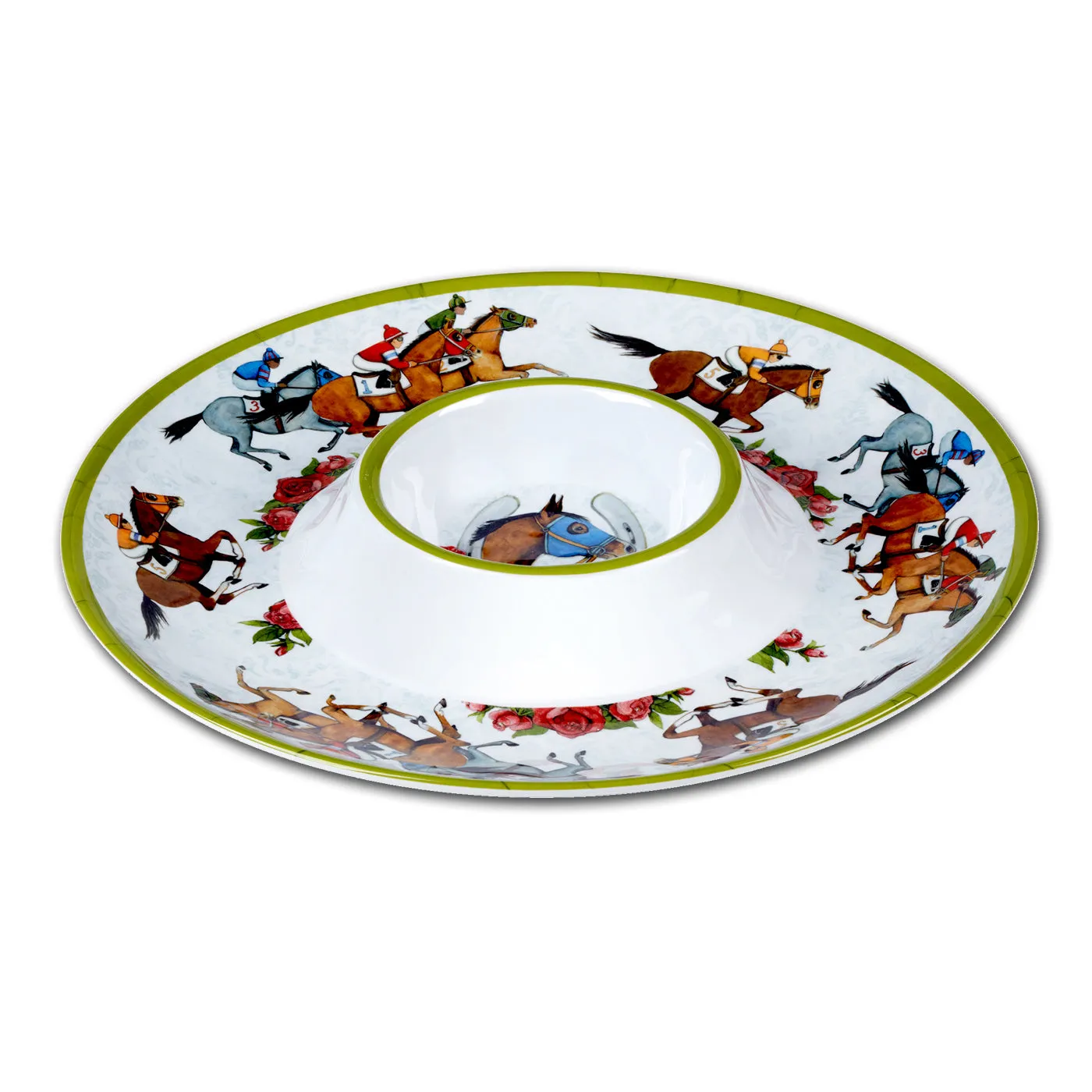 Jockeys & Juleps Horse Racing Chip & Dip Platter - Melamine