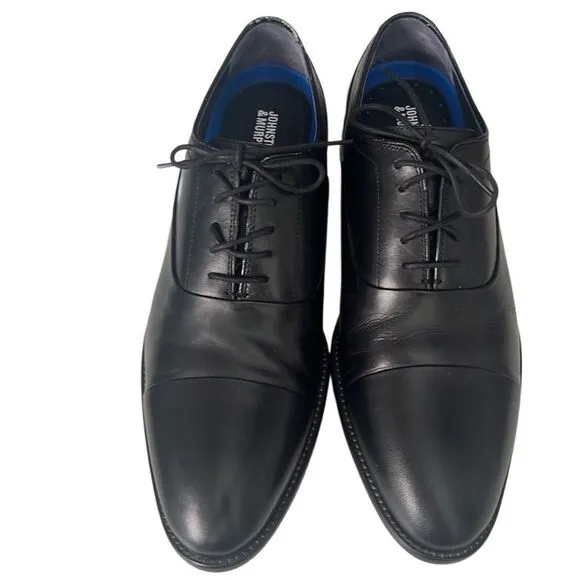 Johnston &amp; Murphy Stockton Black Leather Cap Toe Lace Up Size 11